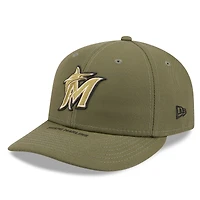 Casquette ajustée New Era 59FIFTY pour homme, couleur olive, Miami Marlins, édition spéciale 2026 Journée des forces armées.