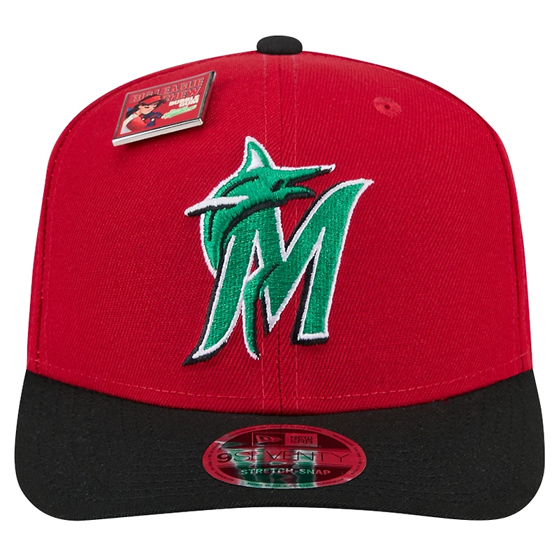 Casquette ajustable 9SEVENTY Big League Chew pour homme New Era rouge/noir Miami Marlins 2024