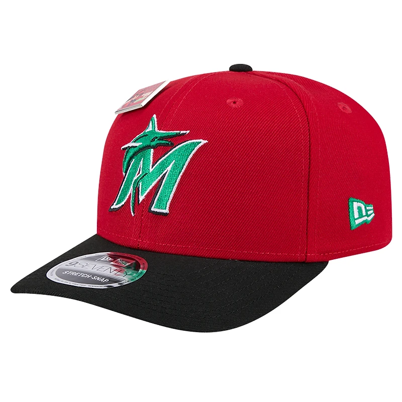 Casquette ajustable 9SEVENTY Big League Chew pour homme New Era rouge/noir Miami Marlins 2024
