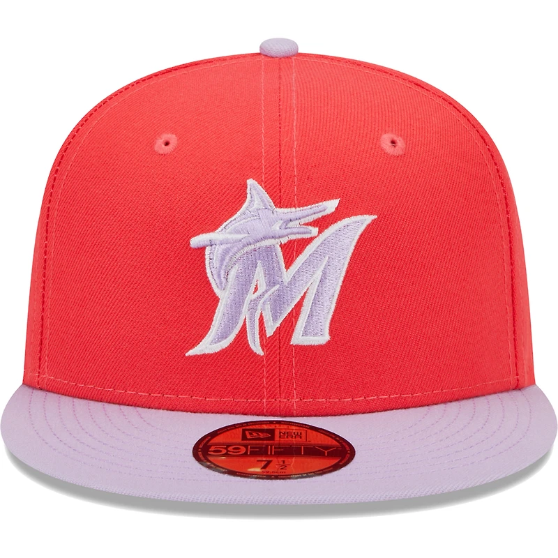Men's New Era Red/Lavender Miami Marlins Spring Color Two-Tone 59FIFTY Fitted Hat