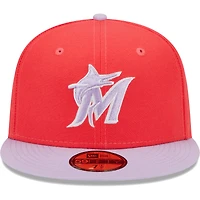 Men's New Era Red/Lavender Miami Marlins Spring Color Two-Tone 59FIFTY Fitted Hat