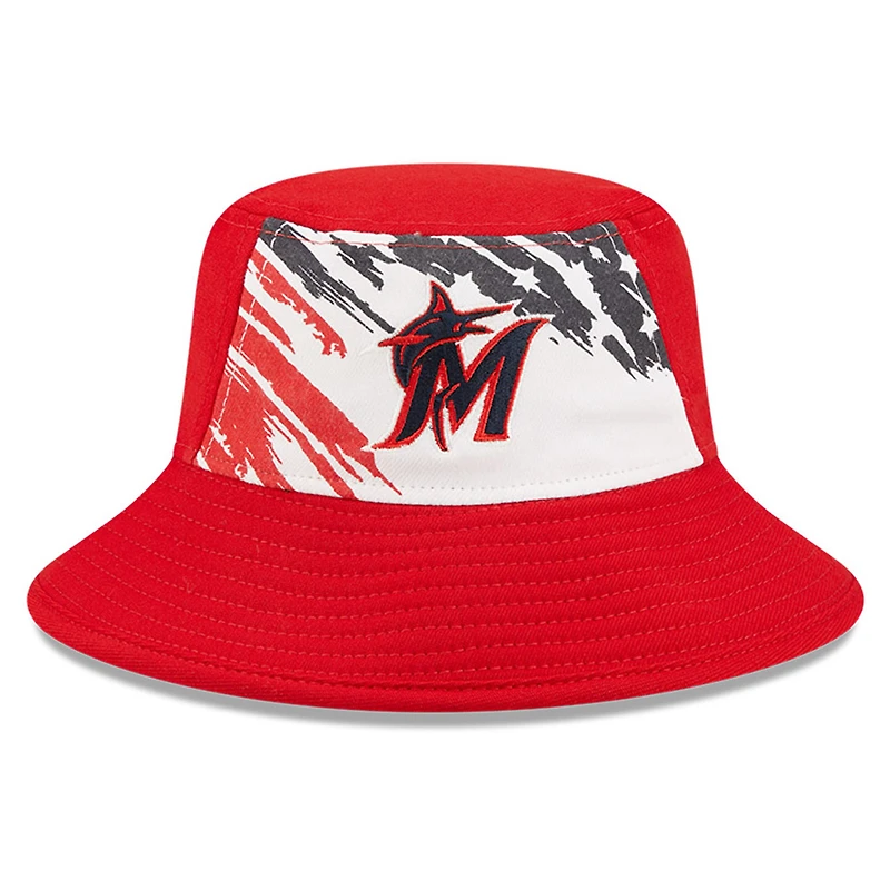 Men's New Era Red Miami Marlins 2022 4th of July Bucket Hat