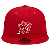 Men's New Era Red Miami Marlins Logo 59FIFTY Fitted Hat