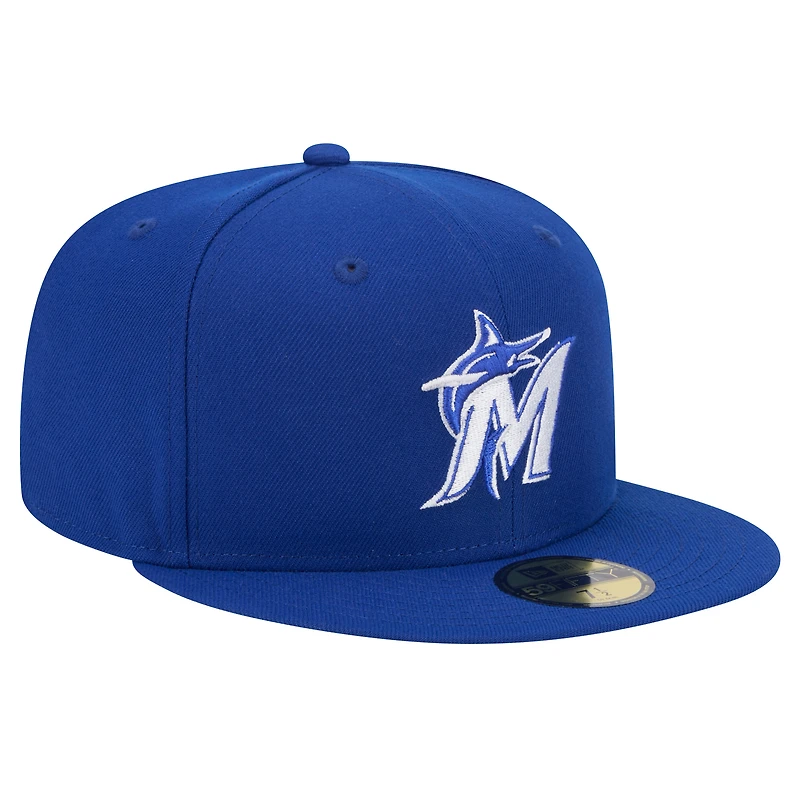 Casquette ajustée 59FIFTY avec logo blanc Royal Miami Marlins New Era pour homme
