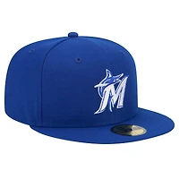 Casquette ajustée 59FIFTY avec logo blanc Royal Miami Marlins New Era pour homme