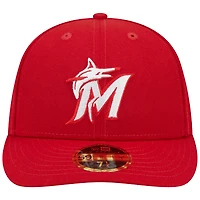Casquette ajustée 59FIFTY à profil bas des Miami Marlins Scarlet de New Era pour homme