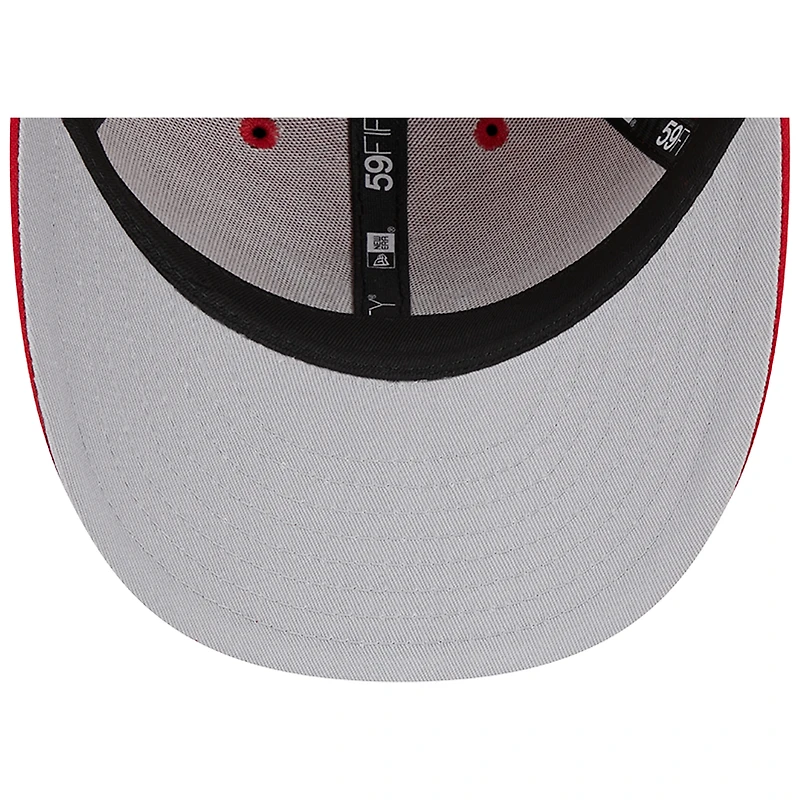 Casquette ajustée 59FIFTY à profil bas des Miami Marlins Scarlet de New Era pour homme