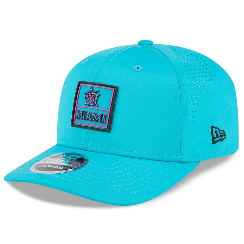 Casquette ajustable 9SEVENTY City Connect 2025 des Marlins de Miami New Era pour homme, bleu sarcelle
