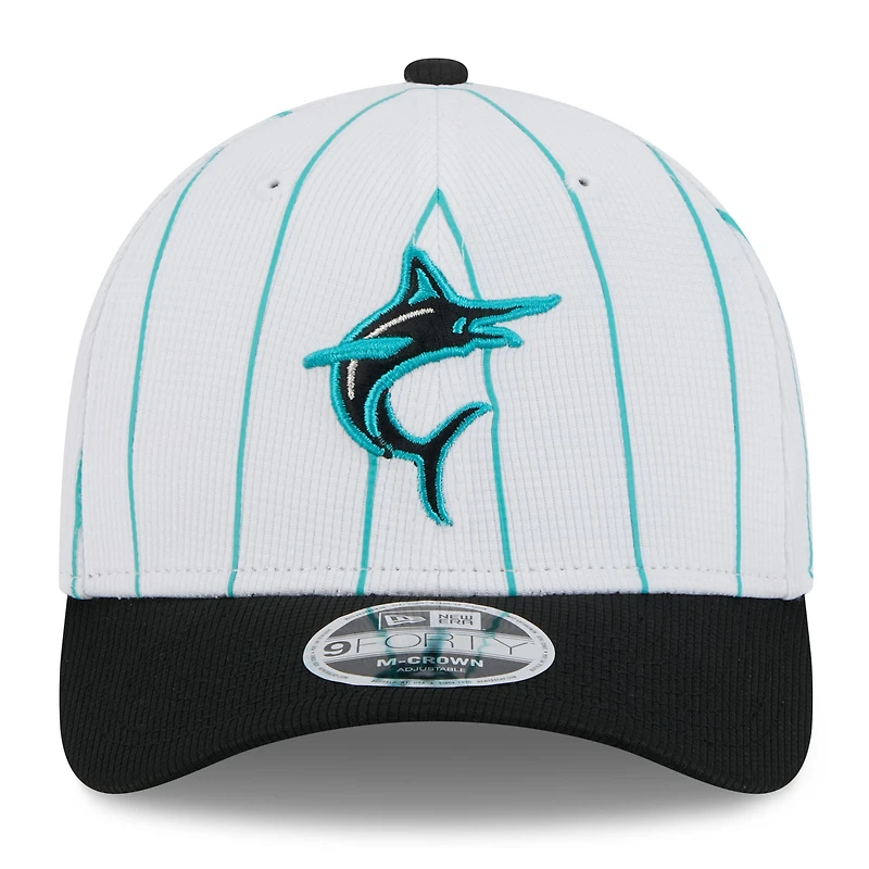 Men's New Era  White/Black Miami Marlins 2025 Batting Practice 9FORTY M-Crown Adjustable Hat