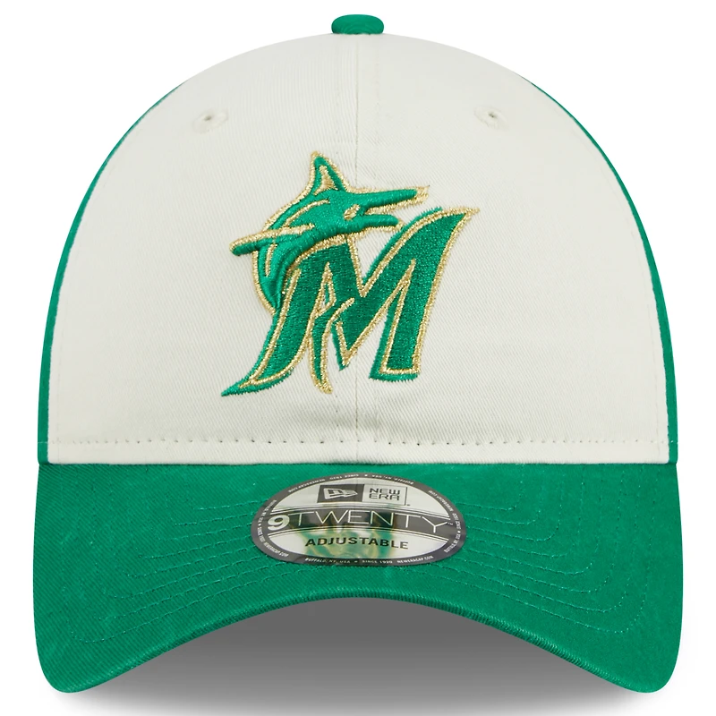 Men's New Era White/Green Miami Marlins 2024 St. Patrick's Day 9TWENTY Adjustable Hat