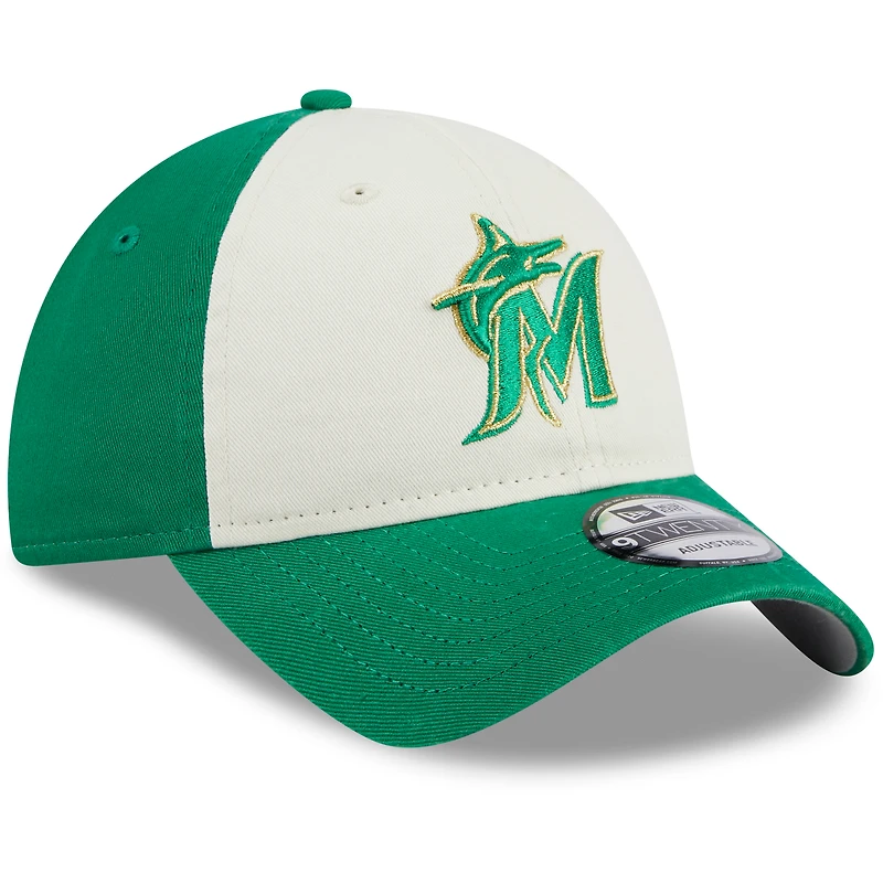 Men's New Era White/Green Miami Marlins 2024 St. Patrick's Day 9TWENTY Adjustable Hat
