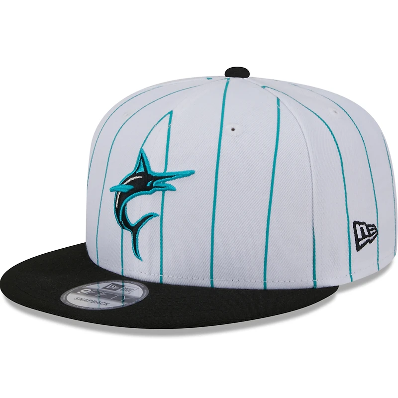 Casquette Snapback 9FIFTY New Era pour hommes, Miami Marlins 2024 Batting Practice, blanche