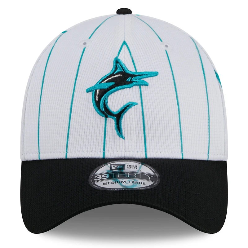 Men's New Era  White Miami Marlins 2025 Batting Practice 39THIRTY Flex Hat