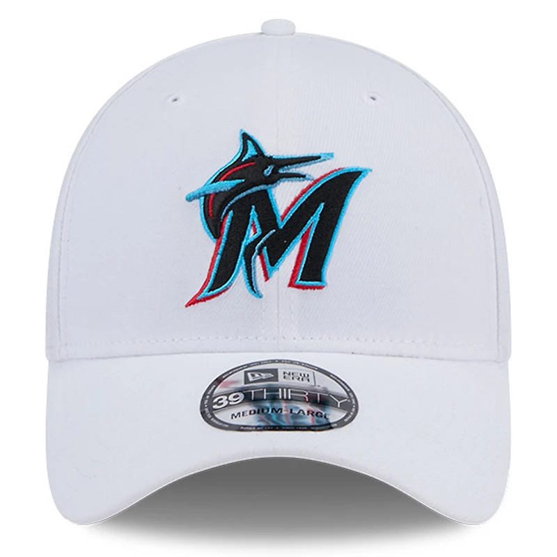 Men's New Era White Miami Marlins 39THIRTY Flex Hat
