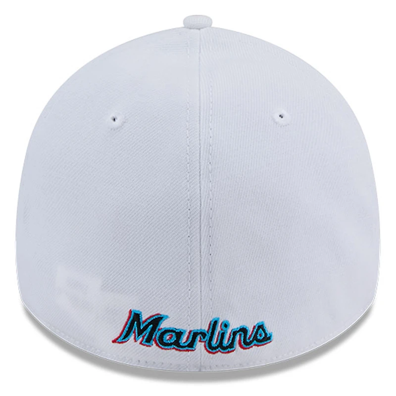Casquette 39THIRTY Flex blanche des Miami Marlins de New Era pour homme