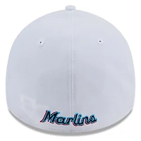 Casquette 39THIRTY Flex blanche des Miami Marlins de New Era pour homme