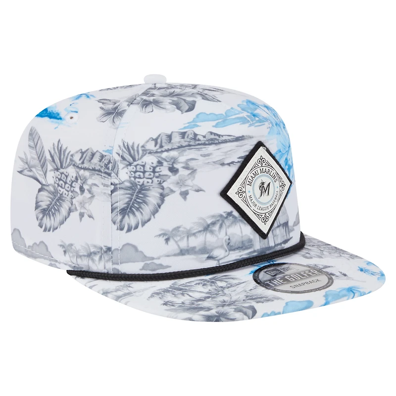 Casquette snapback imprimée Island Golfer des Marlins de Miami pour homme New Era blanche