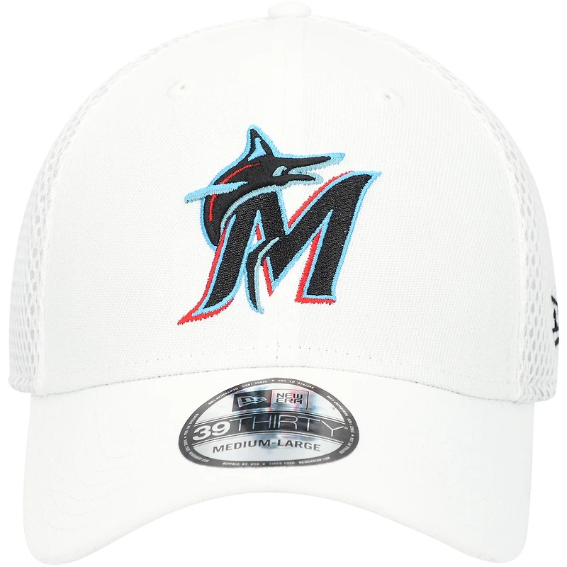 Men's New Era White Miami Marlins REPREVE Neo 39THIRTY Flex Hat