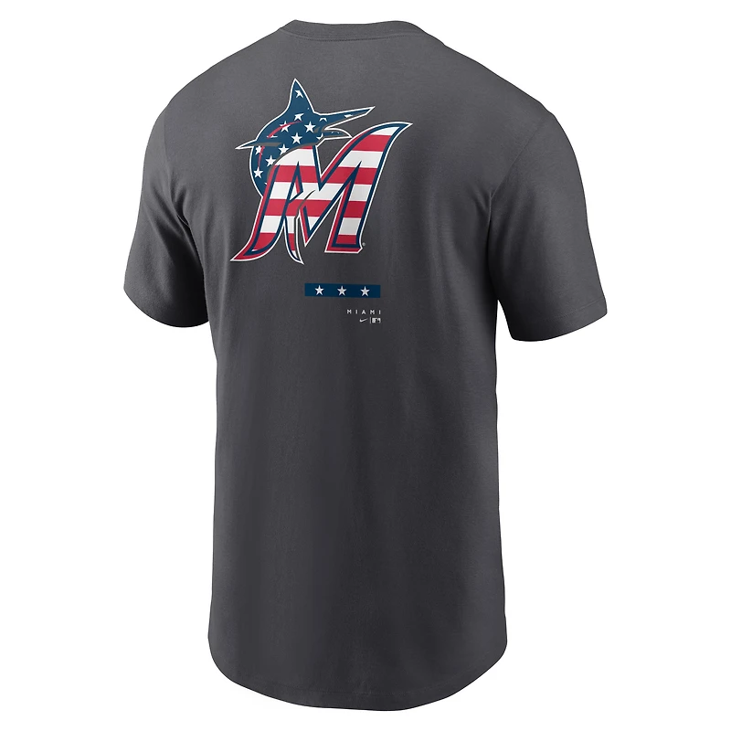 T-shirt Nike Miami Marlins Americana anthracite pour homme
