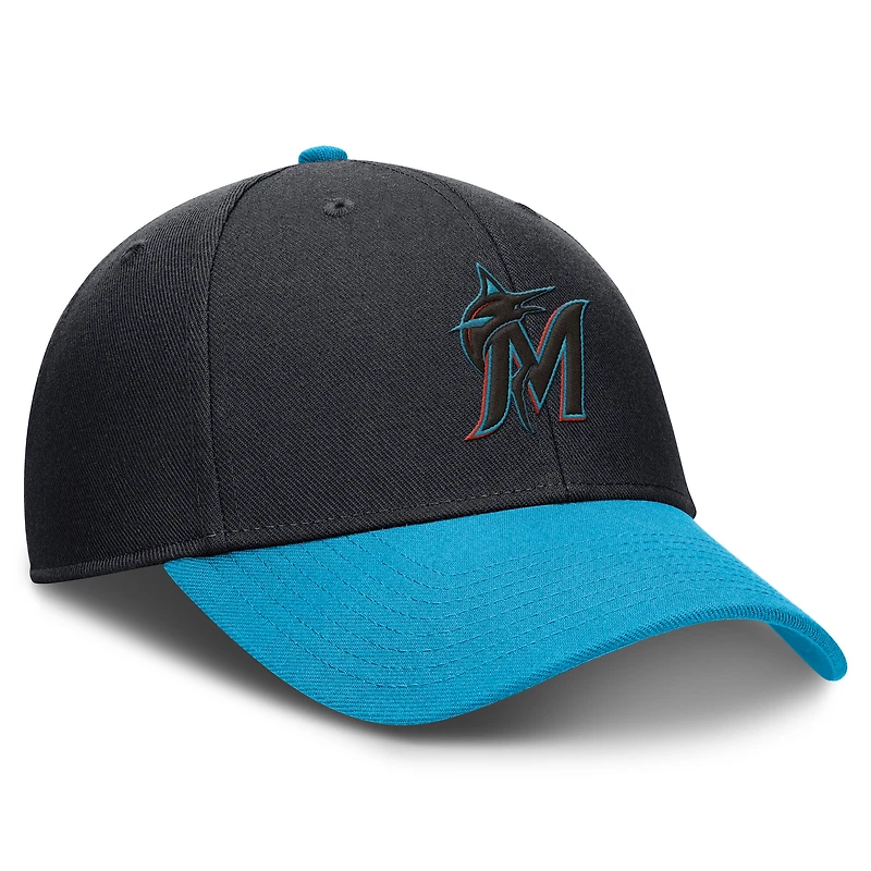 Men's Nike Black/Blue Miami Marlins Dri-FIT Club Adjustable Hat