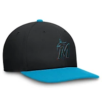 Casquette Nike Pro Dri-FIT Snapback noire et bleue pour homme des Miami Marlins