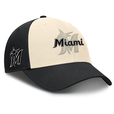 Men's Nike Black/Natural Miami Marlins Statement Club Performance Adjustable Hat