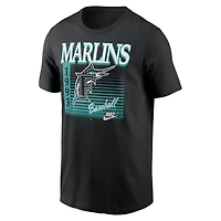 Men's Nike Black Florida Marlins Cooperstown Logo T-Shirt