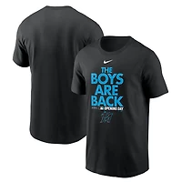 T-shirt Nike noir pour homme Miami Marlins 2021 Opening Day Phrase