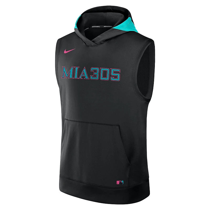 Men's Nike Black Miami Marlins 2025 City Connect Authentic Collection Dri-FIT Sleeveless Hoodie