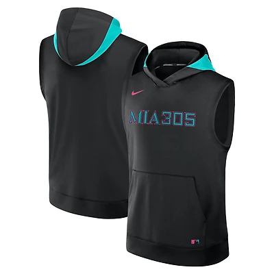 Men's Nike Black Miami Marlins 2025 City Connect Authentic Collection Dri-FIT Sleeveless Hoodie