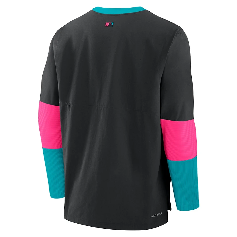 Pull léger Nike noir pour homme, collection authentique City Connect 2025 des Marlins de Miami, Player Dri-FIT