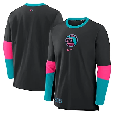 Pull léger Nike noir pour homme, collection authentique City Connect 2025 des Marlins de Miami, Player Dri-FIT