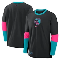 Pull léger Nike noir pour homme, collection authentique City Connect 2025 des Marlins de Miami, Player Dri-FIT