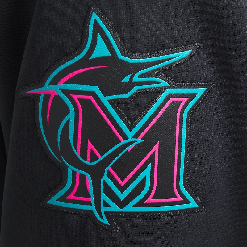 Men's Nike Black Miami Marlins 2025 City Connect Authentic Collection Therma Pullover Hoodie