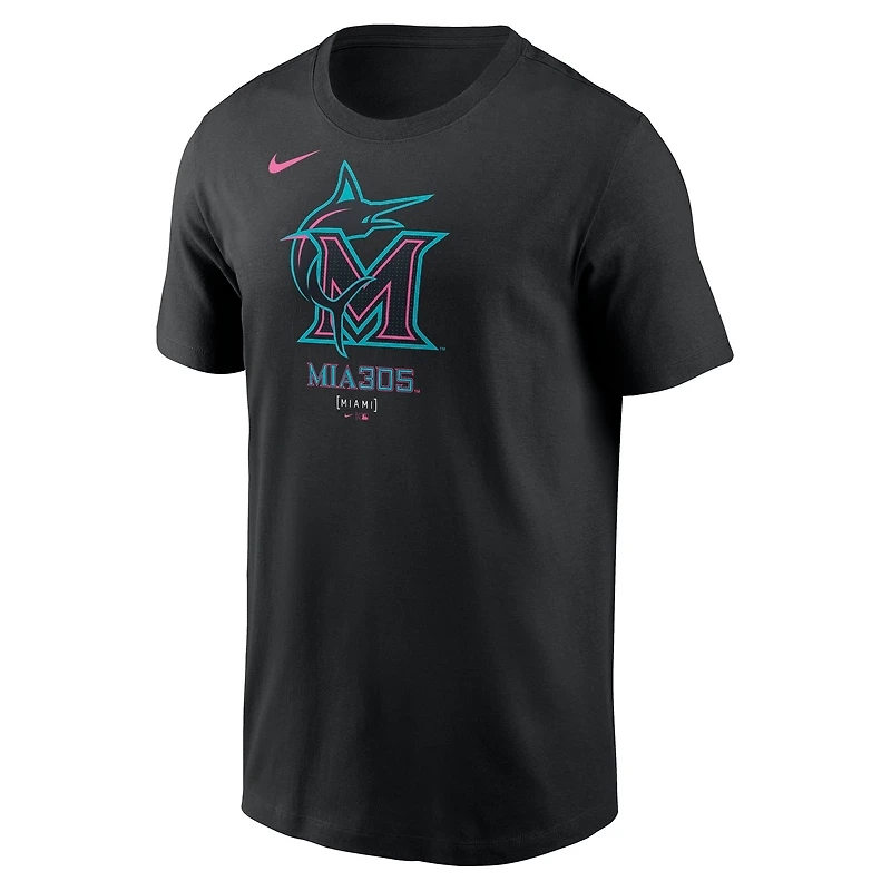 Men's Nike Black Miami Marlins 2025 City Connect Large Logo T-Shirt