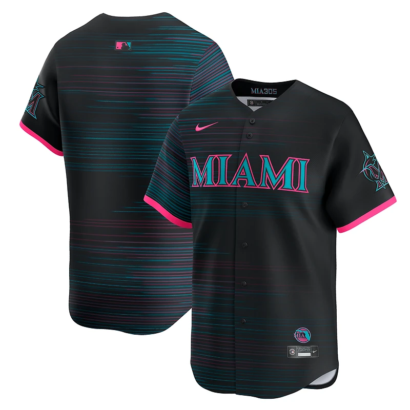 Maillot Nike City Connect 2025 noir pour homme des Miami Marlins
