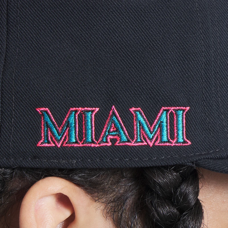 Casquette ajustable Nike City Connect Performance 2025 noire des Miami Marlins pour homme
