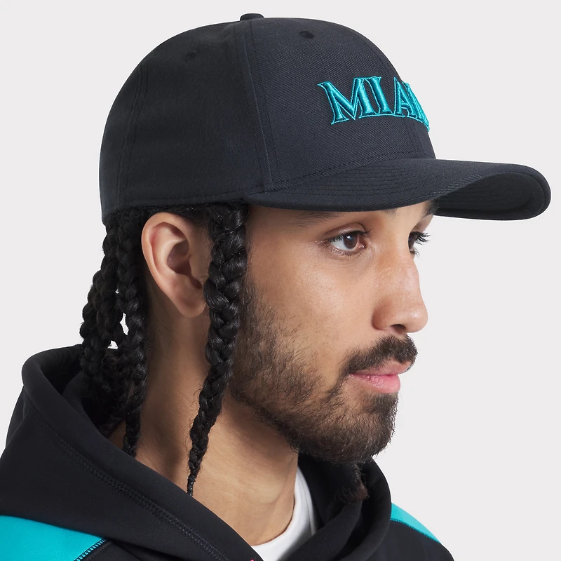 Casquette Nike noire Miami Marlins 2025 City Connect Performance Swoosh Flex pour homme