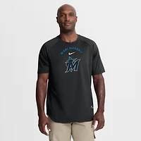 Haut raglan Nike Authentic Collection Miami Marlins noir pour homme, idéal l'entraînement avant-match.