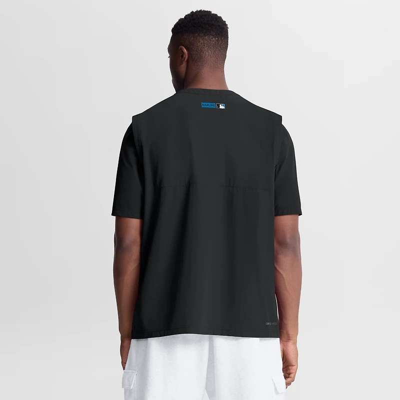Men's Nike Black Miami Marlins Authentic Collection Dri-FIT Quarter-Zip Windshirt