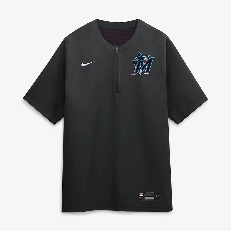 Men's Nike Black Miami Marlins Authentic Collection Dri-FIT Quarter-Zip Windshirt