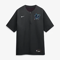 Men's Nike Black Miami Marlins Authentic Collection Dri-FIT Quarter-Zip Windshirt