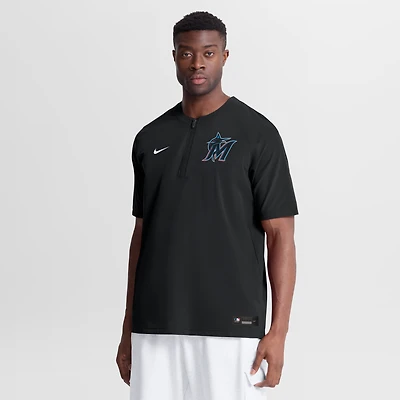 Men's Nike Black Miami Marlins Authentic Collection Dri-FIT Quarter-Zip Windshirt
