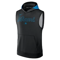 Sweat à capuche sans manches Nike Miami Marlins Authentic Collection Dri-FIT pour homme, noir