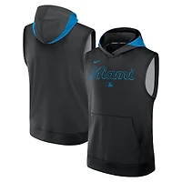 Sweat à capuche sans manches Nike Miami Marlins Authentic Collection Dri-FIT pour homme, noir