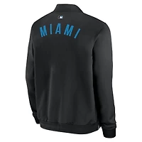 Men's Nike Black Miami Marlins Authentic Collection Dugout Relaxed Full-Zip Bomber Jacket