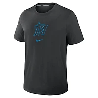 T-shirt Nike noir pour homme, collection authentique des Marlins de Miami, motif tri-mélange Dri-FIT.