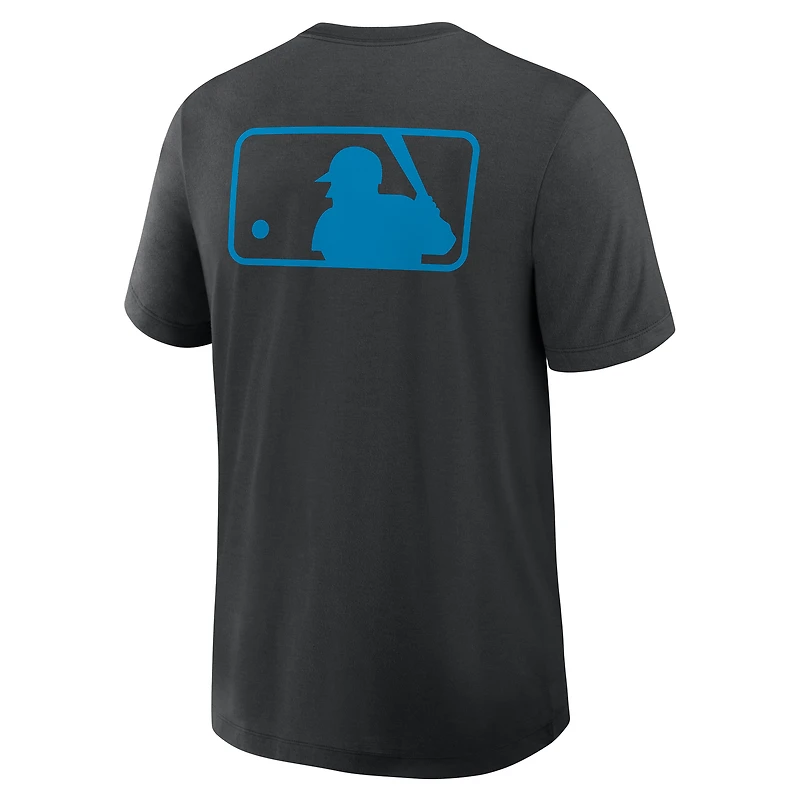 T-shirt Nike noir pour homme, collection authentique des Marlins de Miami, motif tri-mélange Dri-FIT.