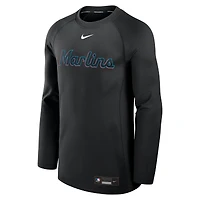 T-shirt à manches longues Nike Miami Marlins Authentic Collection Game Time Raglan Dri-FIT pour homme, noir