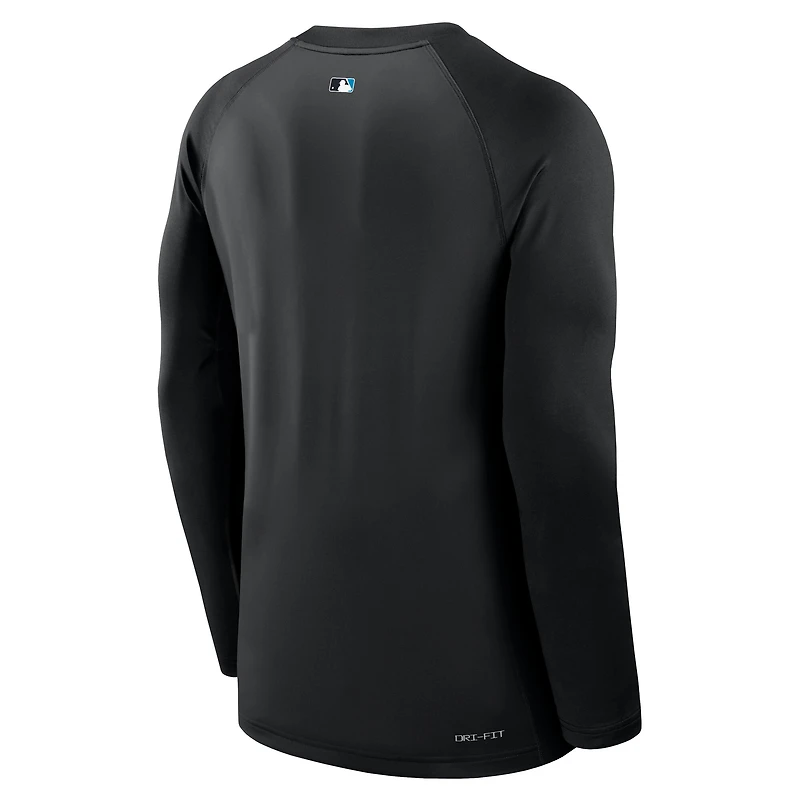Sweat-shirt à capuche Nike noir authentique Miami Marlins Game Time Performance pour homme